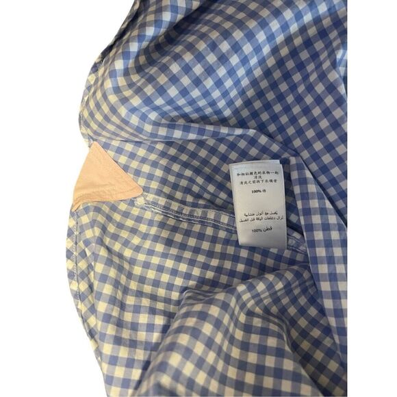 Thomas Pink Mens Blue White Gingham Check Classic Fit Dress Shirt Size 18-37 - Picture 8 of 12